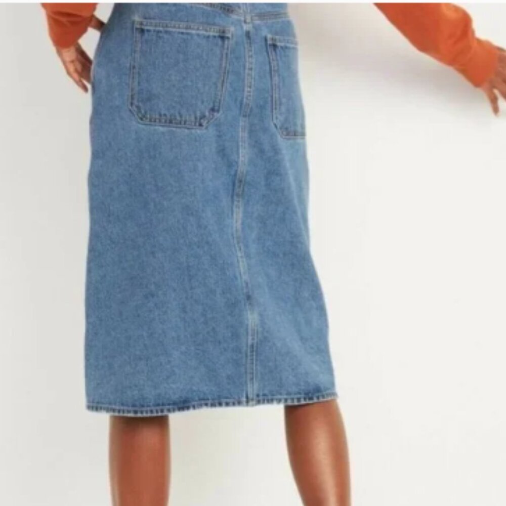 Mid-Rise Button Down Front Midi Denim Jean Skirt size 6 - Picture 2 of 7
